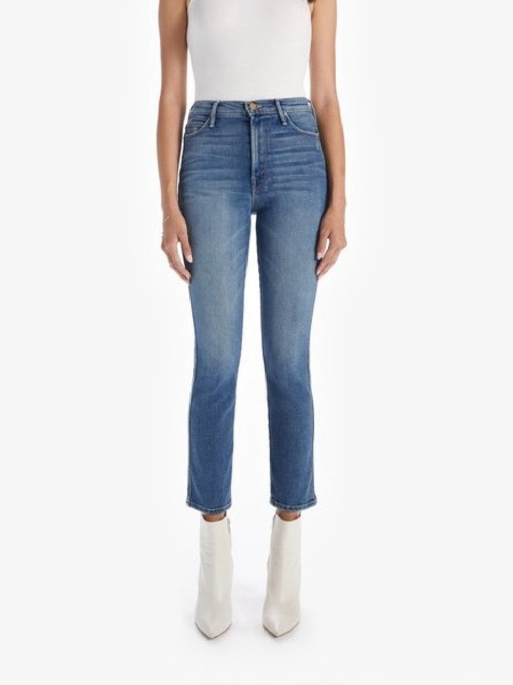mother denim double dazzler leaps and bounds slim straight leg ankle jean